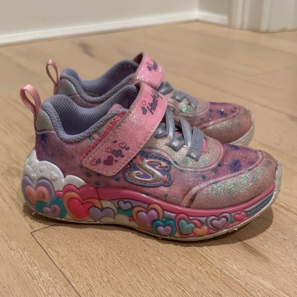 Skechers Kids' light up Heart Sneakers and slip ons bundle